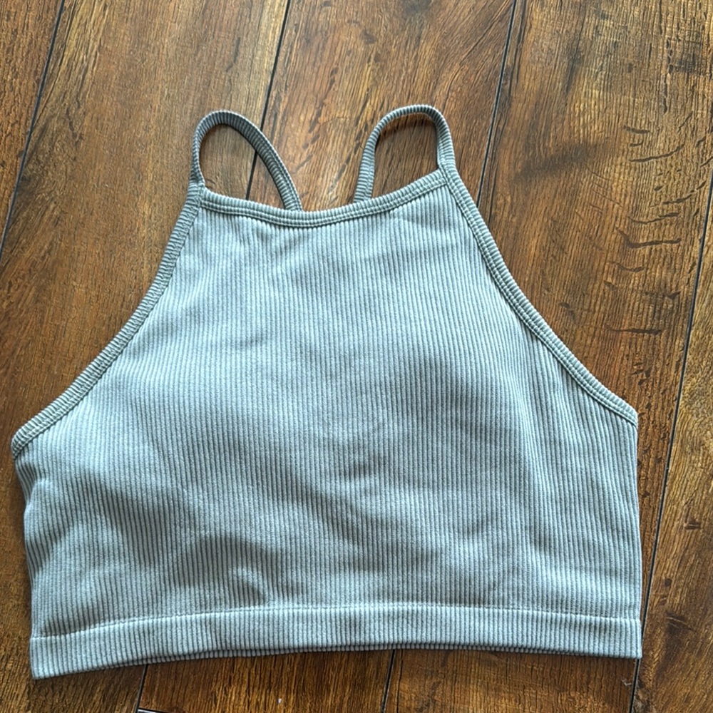 Green Ribbed Women's Crop